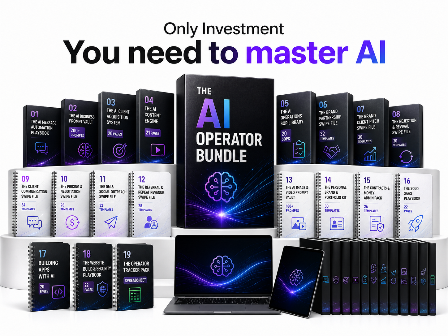 The AI Operator Bundle shown as a stack of books
